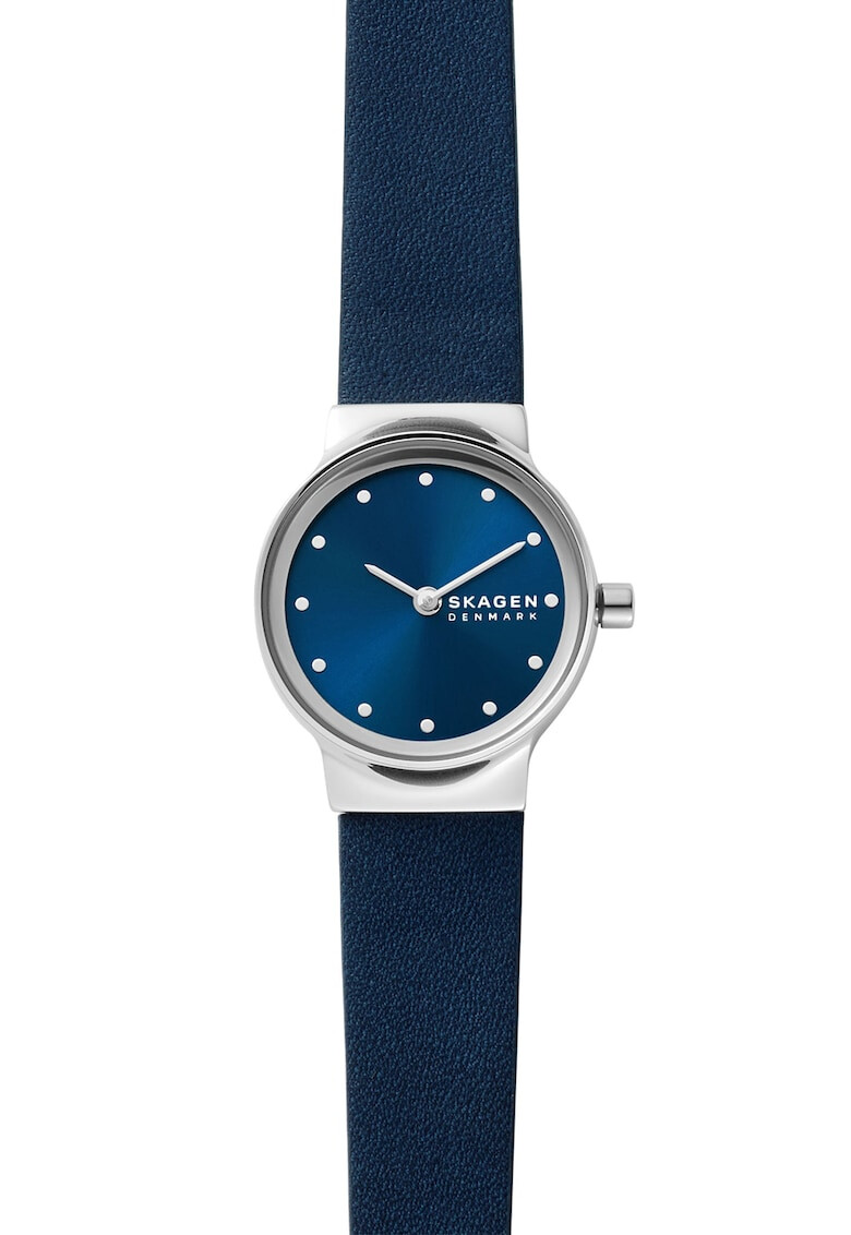 Skagen Иноксов часовник с каишка от еко кожа - Pepit.bg