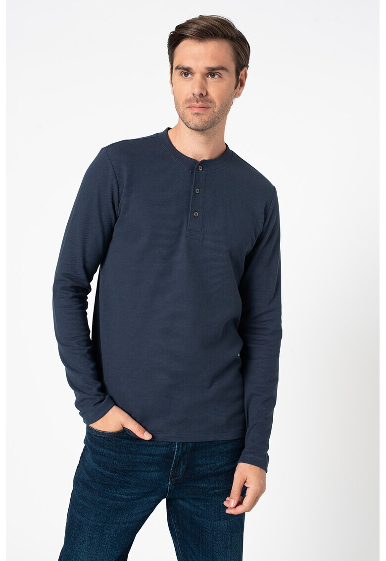 !Solid Рипсена блуза Thune с деколте Henley - Pepit.bg