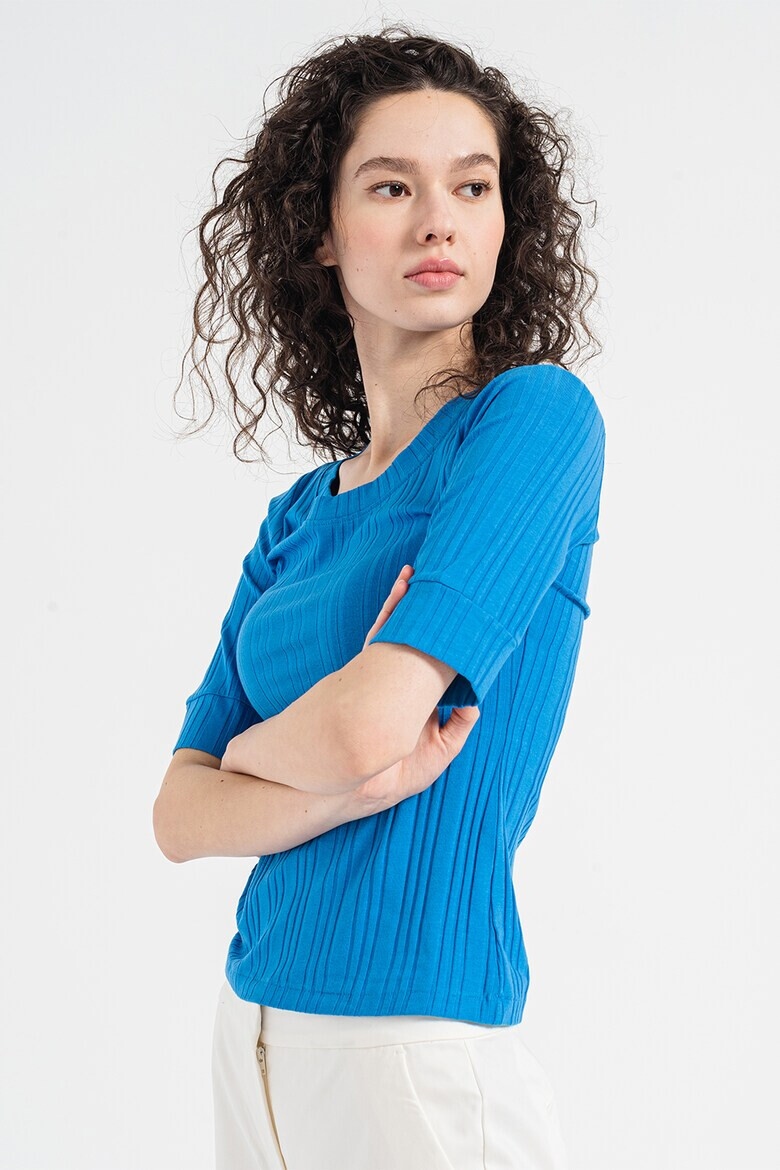 Stefanel Рипсена тениска с модал - Pepit.bg