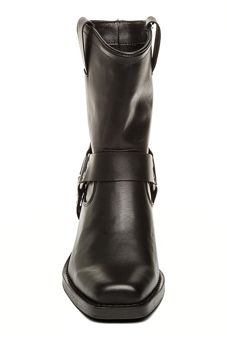 Steve Madden Кожени боти с кубински ток - Черен - Pepit.bg