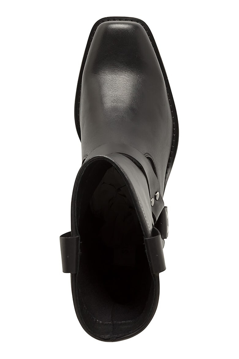 Steve Madden Кожени боти с кубински ток - Черен - Pepit.bg