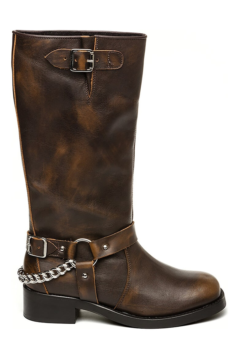 Steve Madden Кожени ботуши с верижка - Pepit.bg
