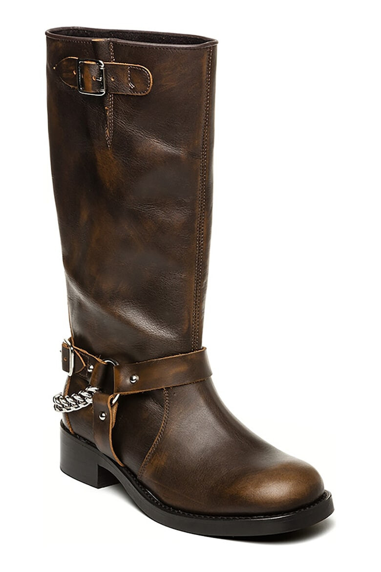Steve Madden Кожени ботуши с верижка - Pepit.bg