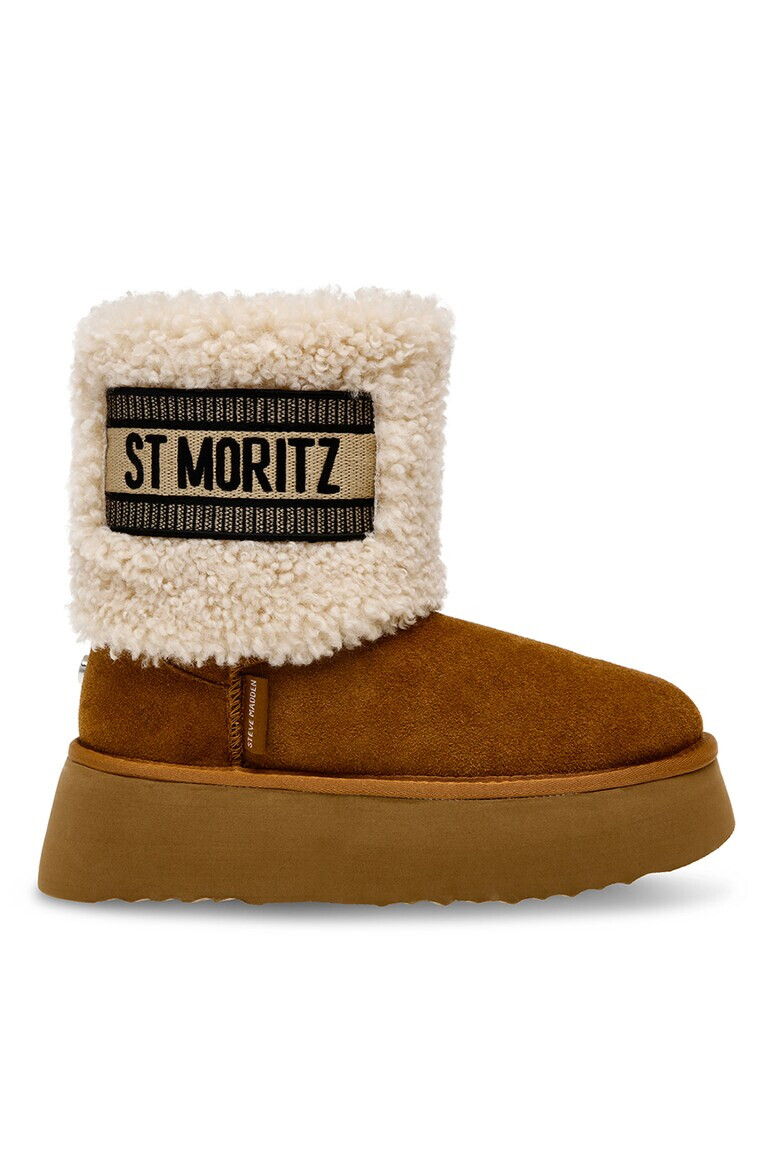 Steve Madden Велурени боти St Moritz - Коняк кафяв/Крем - Pepit.bg