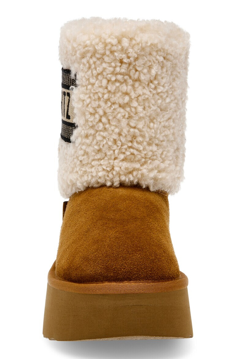 Steve Madden Велурени боти St Moritz - Коняк кафяв/Крем - Pepit.bg