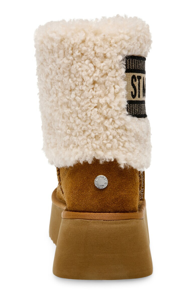 Steve Madden Велурени боти St Moritz - Коняк кафяв/Крем - Pepit.bg
