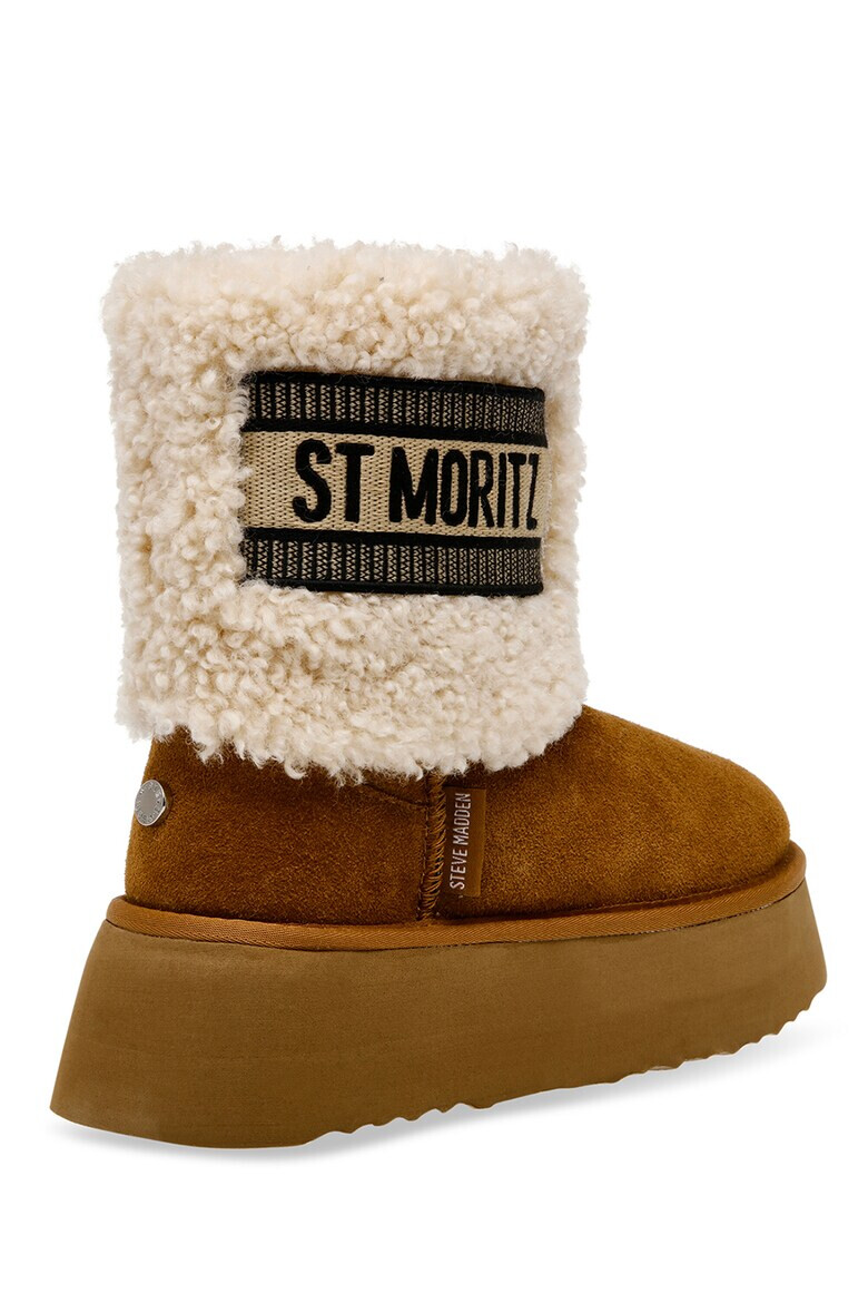 Steve Madden Велурени боти St Moritz - Коняк кафяв/Крем - Pepit.bg