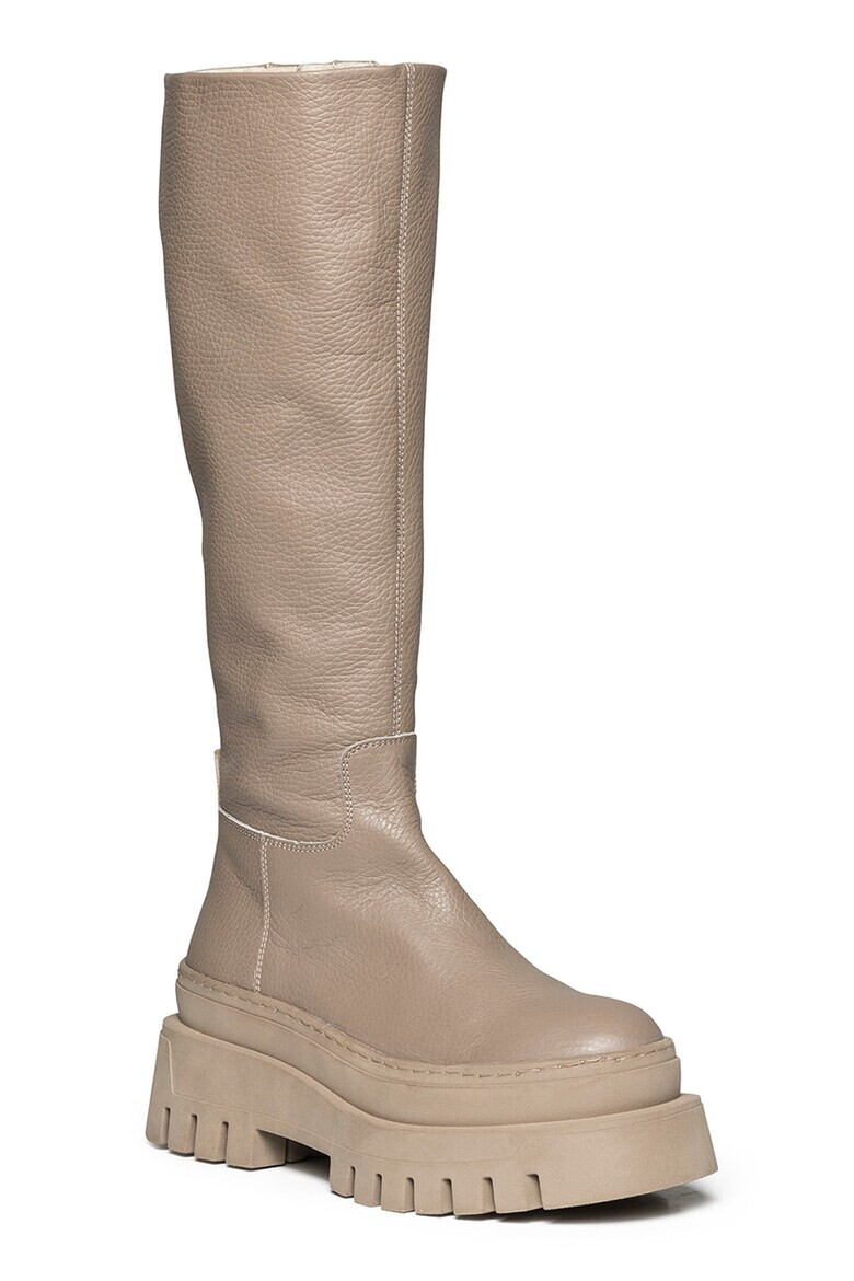 Steve Madden Високи кожени ботуши Chipp - Сиво-бежов - Pepit.bg