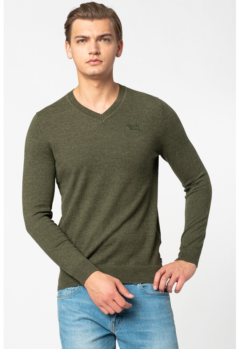 SUPERDRY Пуловер с памук и кашмир с шпиц - Pepit.bg