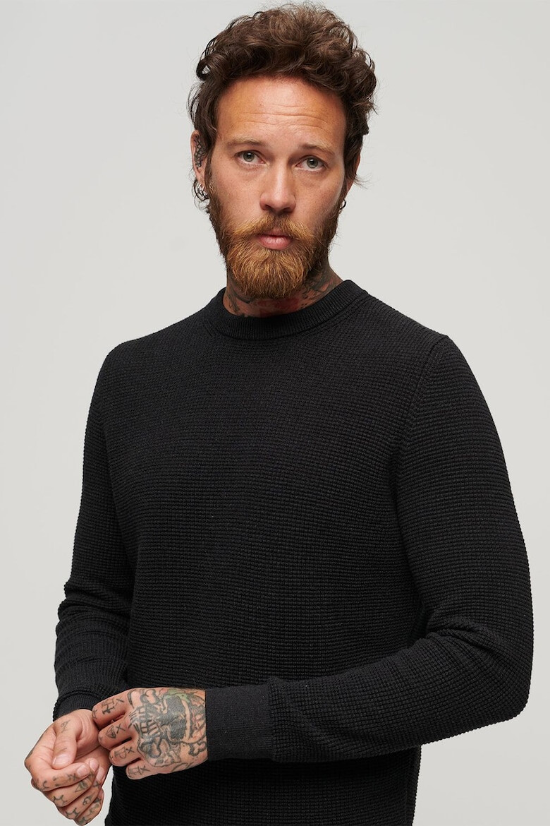 SUPERDRY Памучен пуловер с овално деколте - Pepit.bg