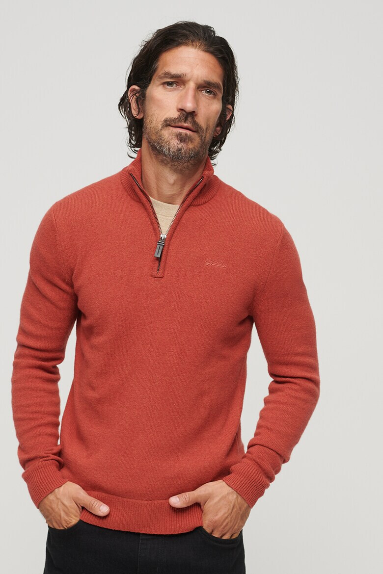 SUPERDRY Пуловер Essential с вълна с къс цип - Pepit.bg