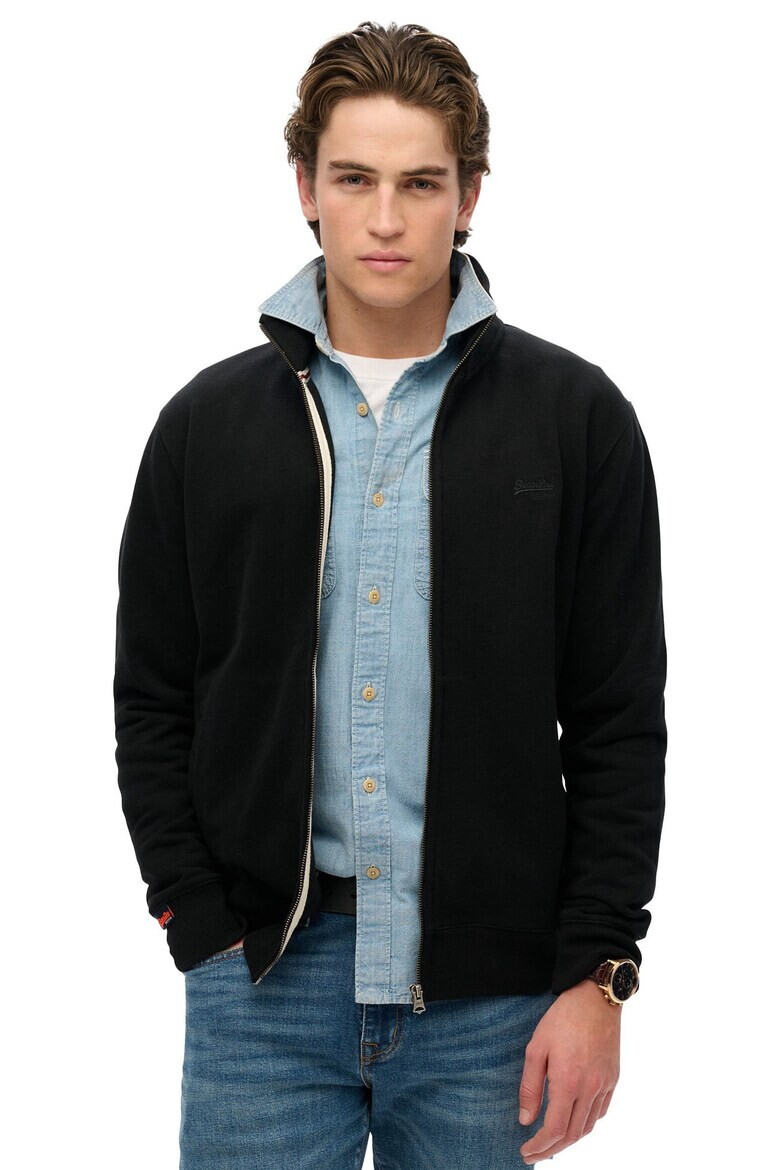 Superdry  Co Суитшърт Essential с цип и бродирано лого - Черен - Pepit.bg