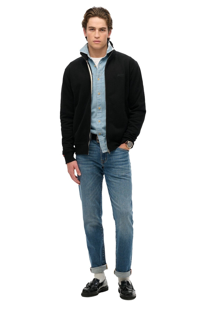 Superdry  Co Суитшърт Essential с цип и бродирано лого - Черен - Pepit.bg