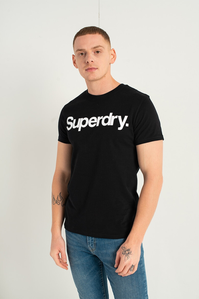 SUPERDRY Тениска от жарсе с овално деколте и лого - Pepit.bg