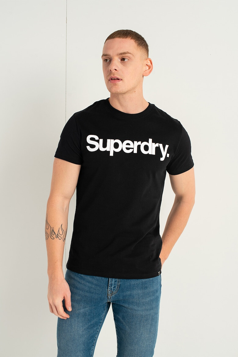 SUPERDRY Тениска от жарсе с овално деколте и лого - Pepit.bg