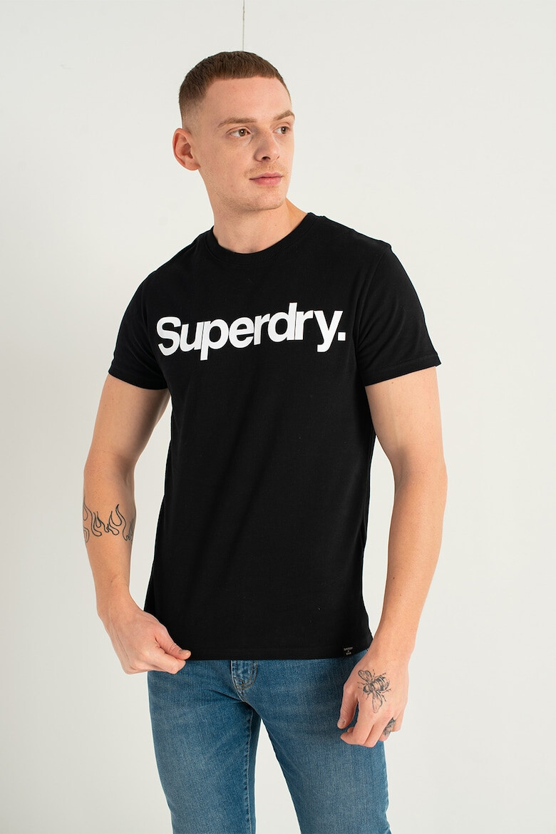 SUPERDRY Тениска от жарсе с овално деколте и лого - Pepit.bg