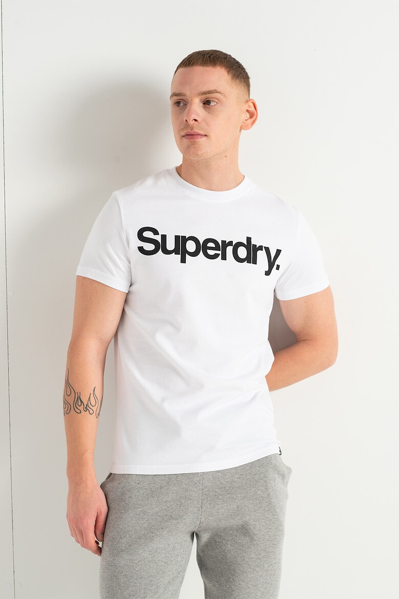 SUPERDRY Тениска от жарсе с овално деколте и лого - Pepit.bg