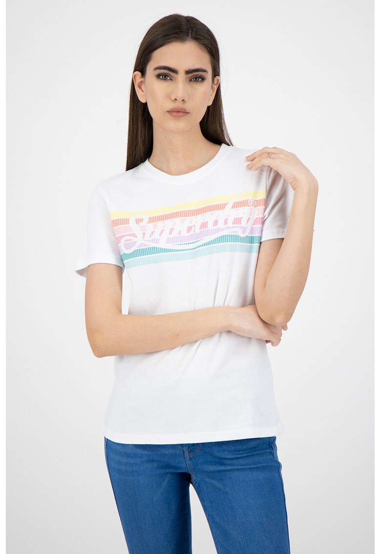 SUPERDRY Тениска Rainbow с лого и овално деколте - Pepit.bg
