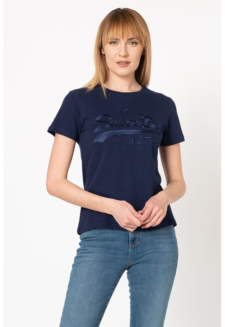 SUPERDRY Tениска Tonal с овално деколте и бродирано лого - Pepit.bg