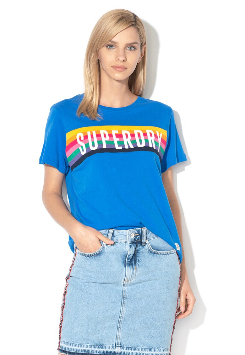 SUPERDRY Тениска с лого и жарсе - Pepit.bg