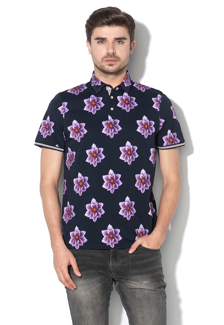 Ted Baker Флорална тениска Nelso с яка - Pepit.bg