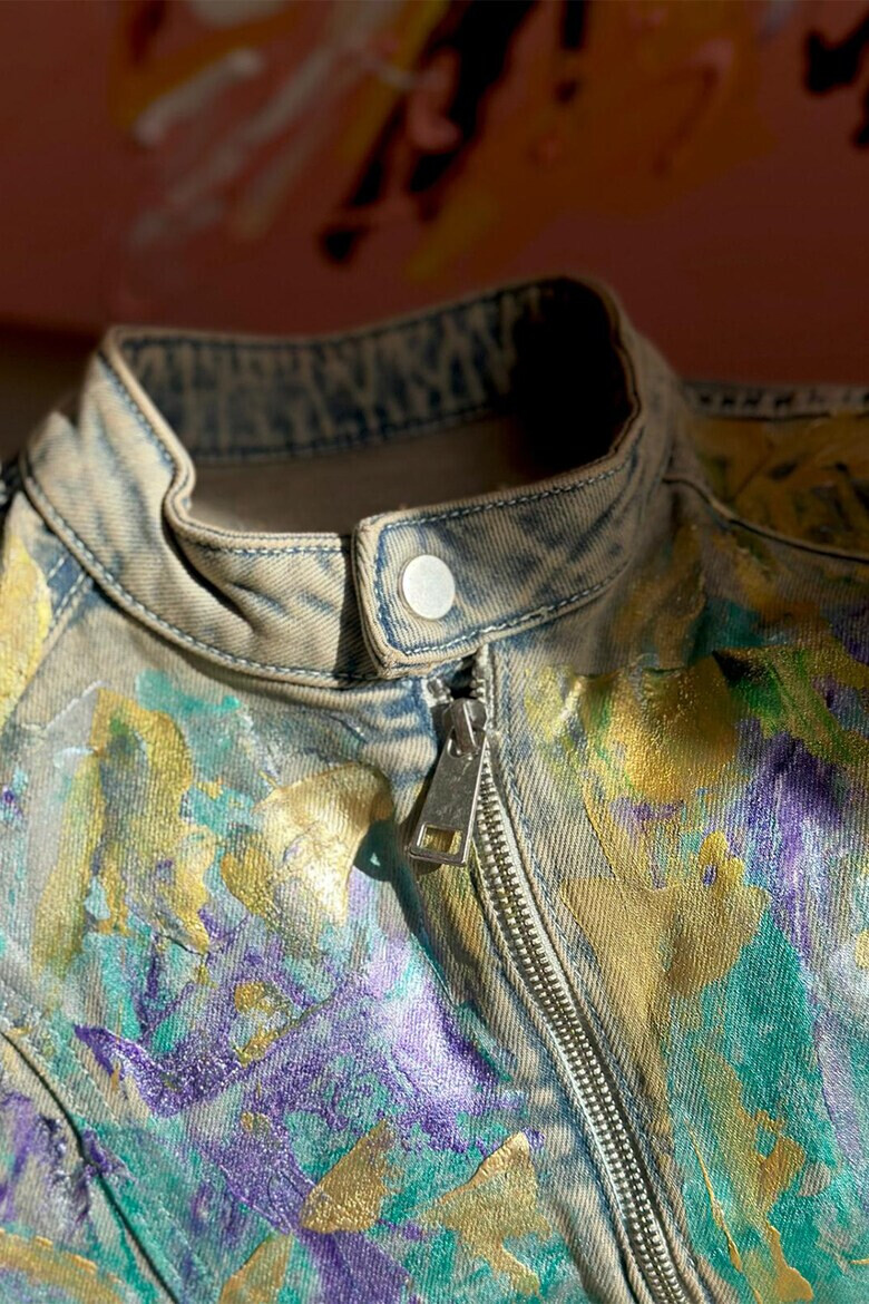 Tessuto Яке Handpainted с цип - Жълт/Виолетов/Бежов - Pepit.bg