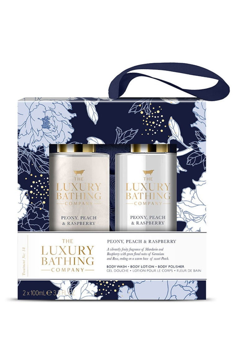 The Luxury Bathing Compan... Комплект Perfect Couple Peony Peach & Raspberry 100 мл душ гел 100 мл лосион за тяло и скраб за тяло - Pepit.bg