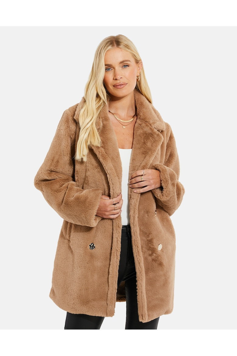 Threadbare Палто Wollmantel 5881 от еко пух - Светлокафяв - Pepit.bg