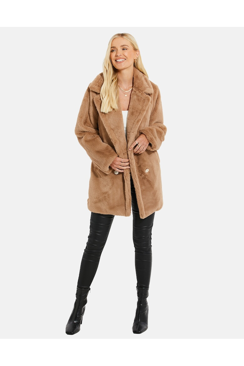 Threadbare Палто Wollmantel 5881 от еко пух - Светлокафяв - Pepit.bg