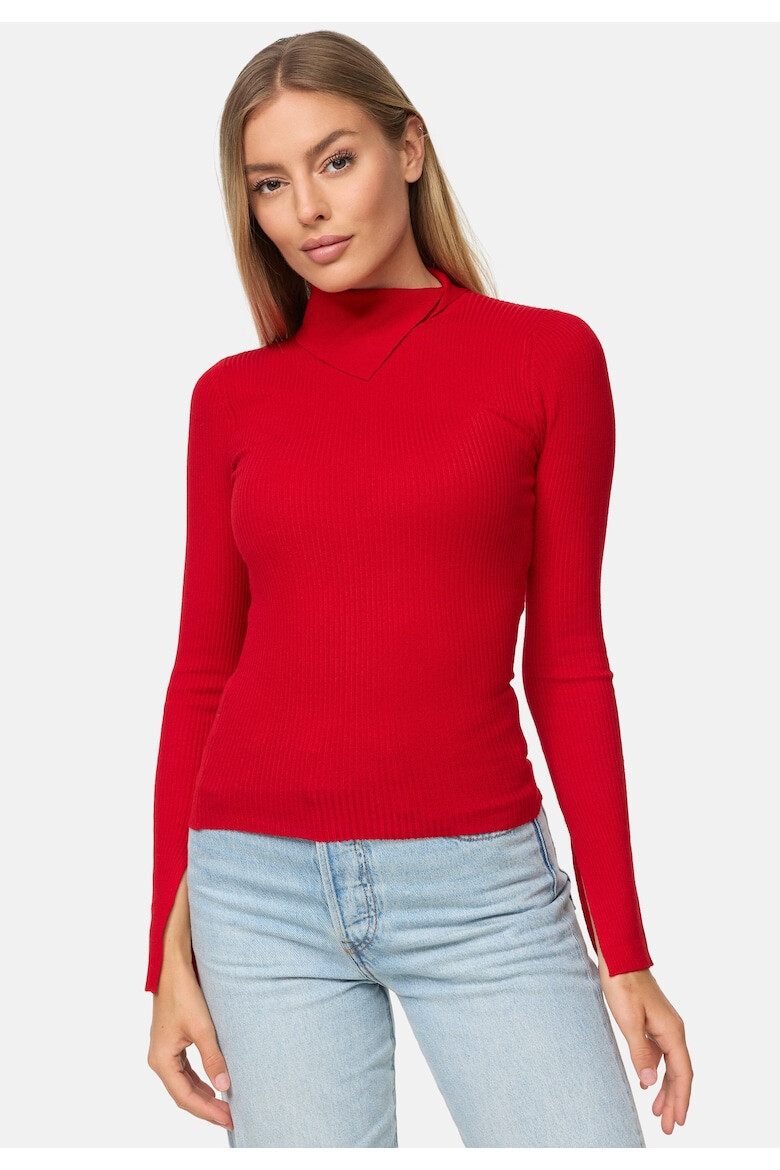 Threadbare Рипсен пуловер Ross Roll 4933 с цепки встрани - Pepit.bg
