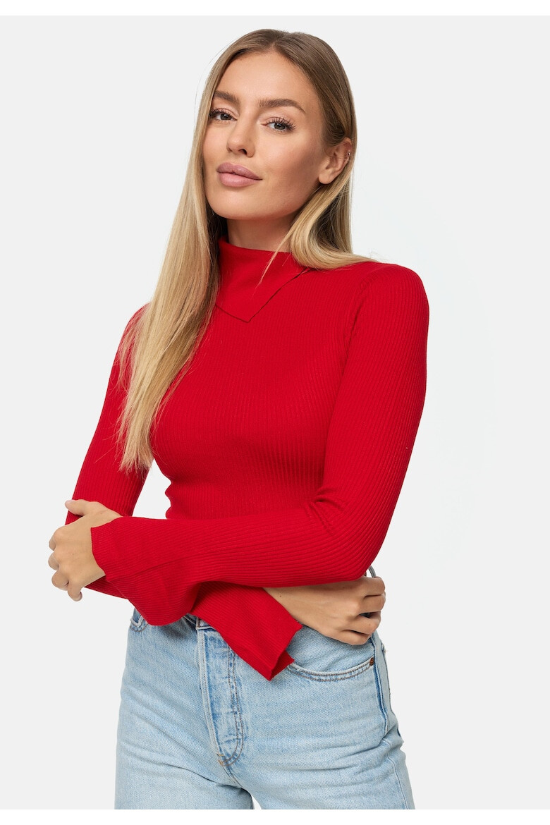 Threadbare Рипсен пуловер Ross Roll 4933 с цепки встрани - Pepit.bg