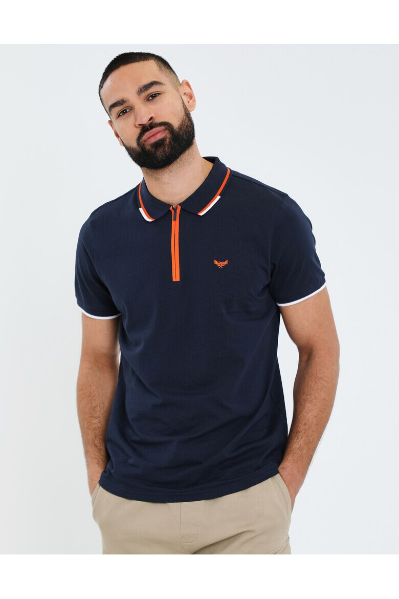 Threadbare Тениска Cruz 7307 с яка и къс цип - Pepit.bg