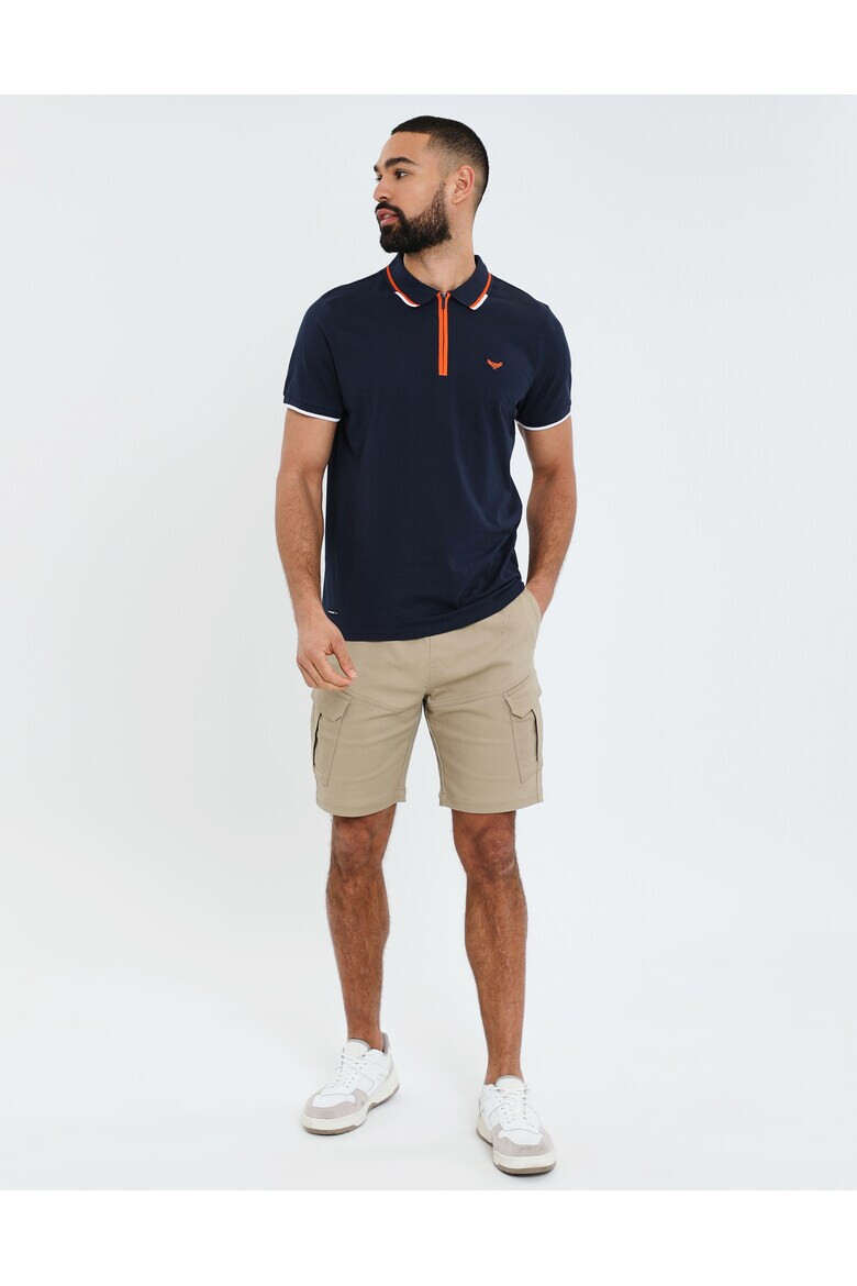 Threadbare Тениска Cruz 7307 с яка и къс цип - Pepit.bg