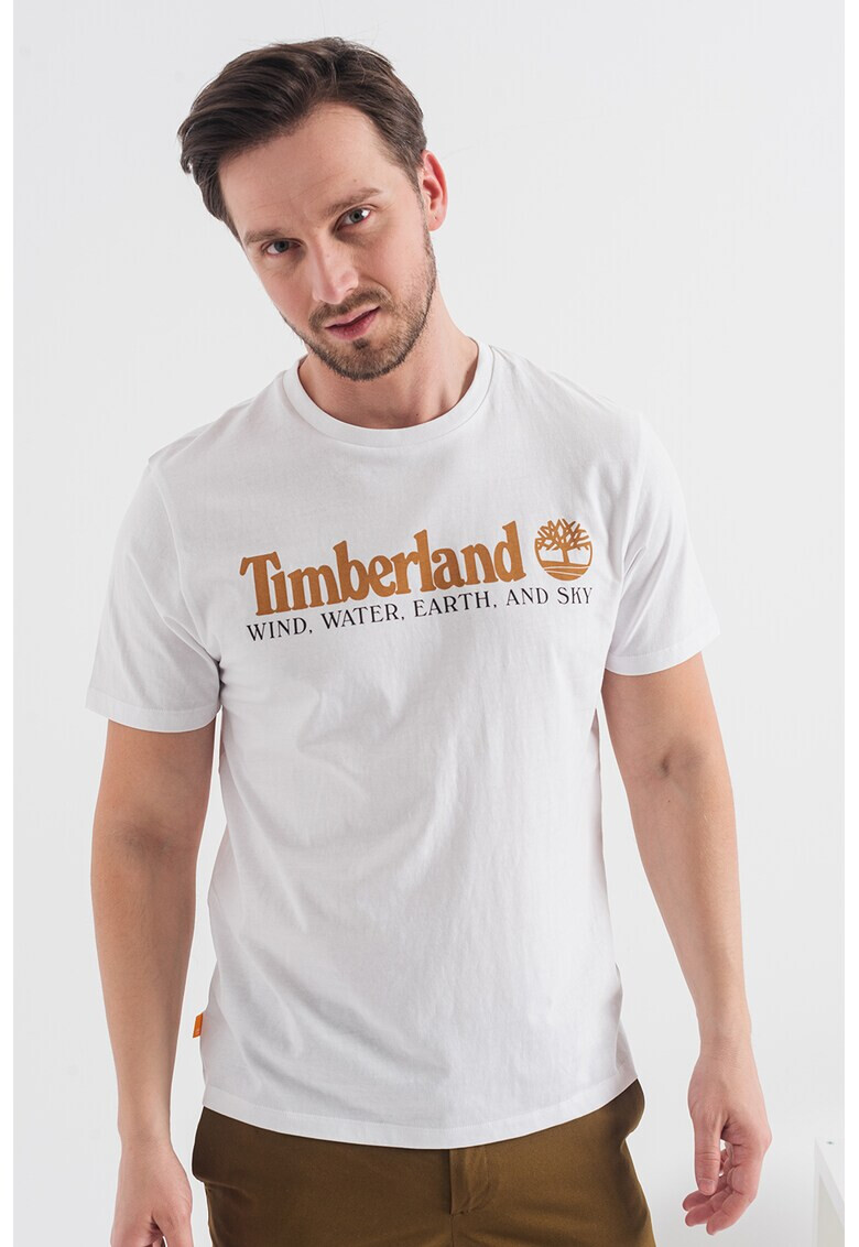 Timberland Памучна тениска с овално деколте и лого - Pepit.bg