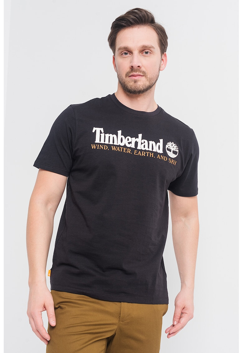 Timberland Памучна тениска с овално деколте и лого - Pepit.bg
