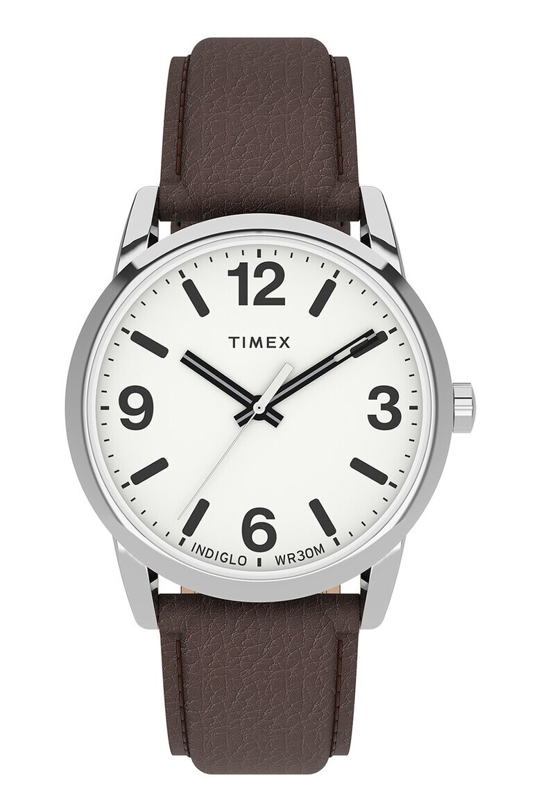 Timex Овален часовник Easy Reader с кожена каишка - 38 мм - Pepit.bg