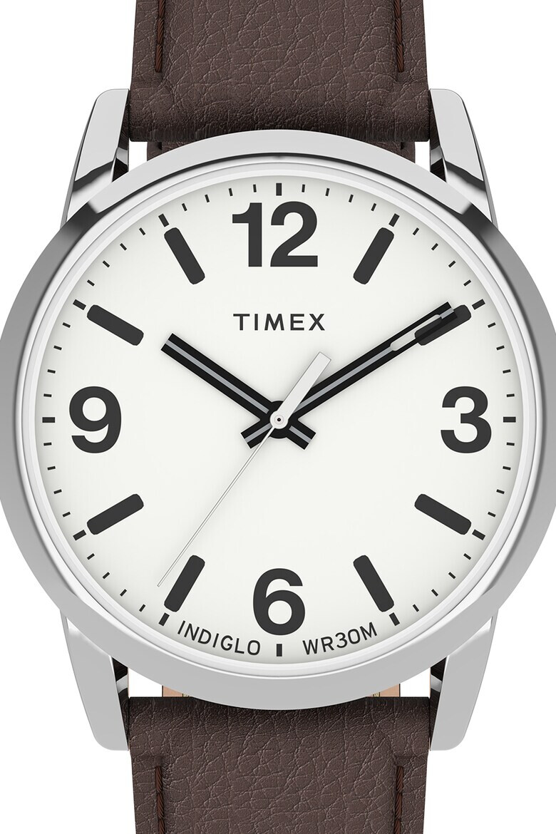 Timex Овален часовник Easy Reader с кожена каишка - 38 мм - Pepit.bg