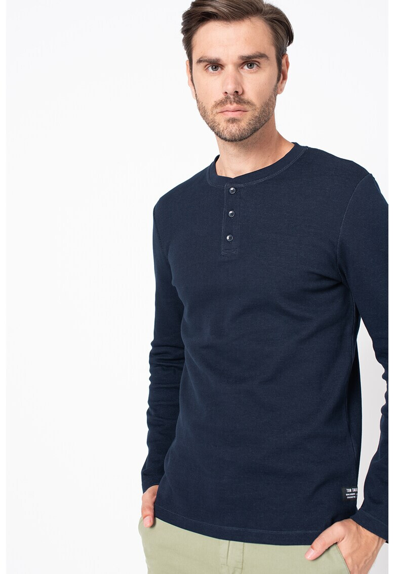Tom Tailor Блуза с памук и деколте Henley - Pepit.bg