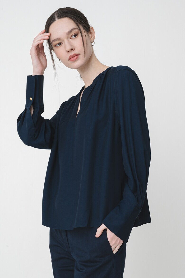 Tommy Hilfiger Ефирна блуза с шпиц - Тъмносин - Pepit.bg
