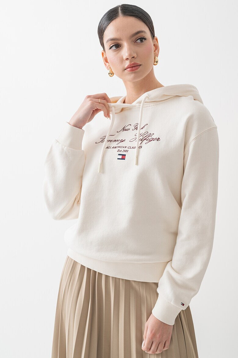 Tommy Hilfiger Худи с лого - Бордо/Слонова кост - Pepit.bg