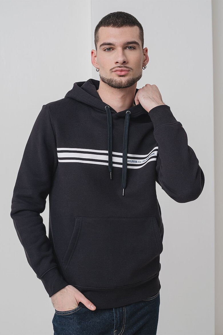 Tommy Hilfiger Худи с памук - Черен/Мръснобял - Pepit.bg