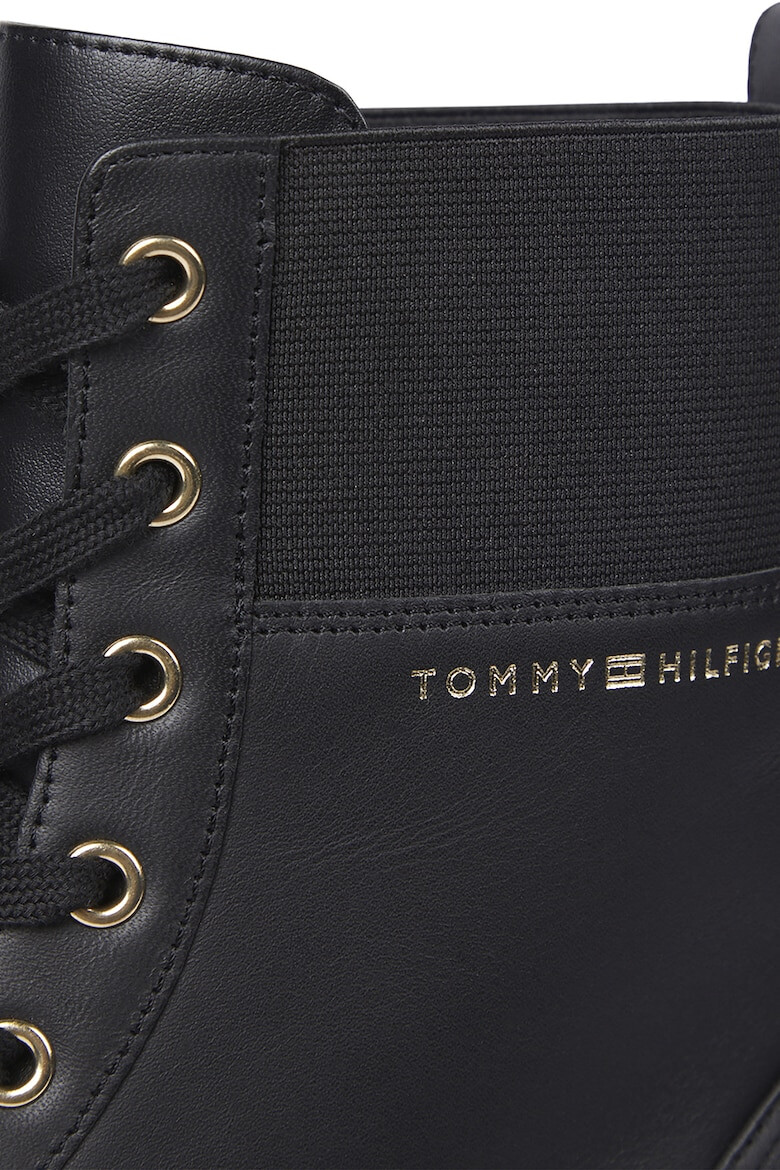 Tommy Hilfiger Кожени боти с текстил - Черен - Pepit.bg