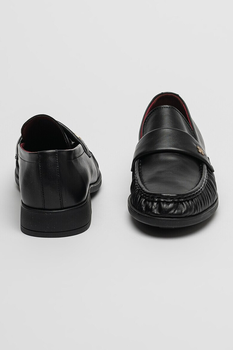 Tommy Hilfiger Кожени мокасини с монограм - Черен - Pepit.bg