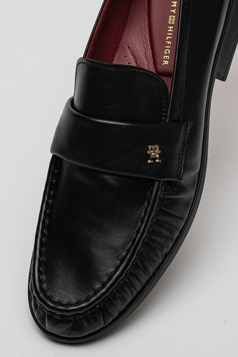 Tommy Hilfiger Кожени мокасини с монограм - Черен - Pepit.bg