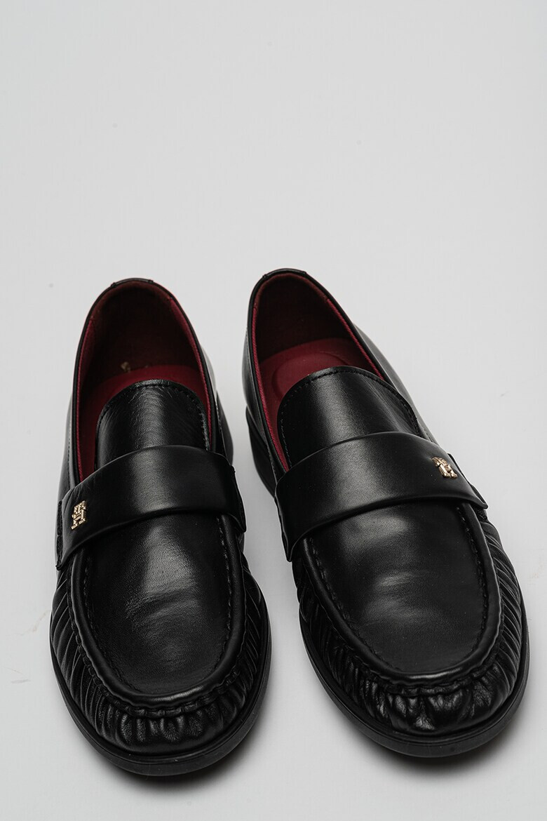Tommy Hilfiger Кожени мокасини с монограм - Черен - Pepit.bg