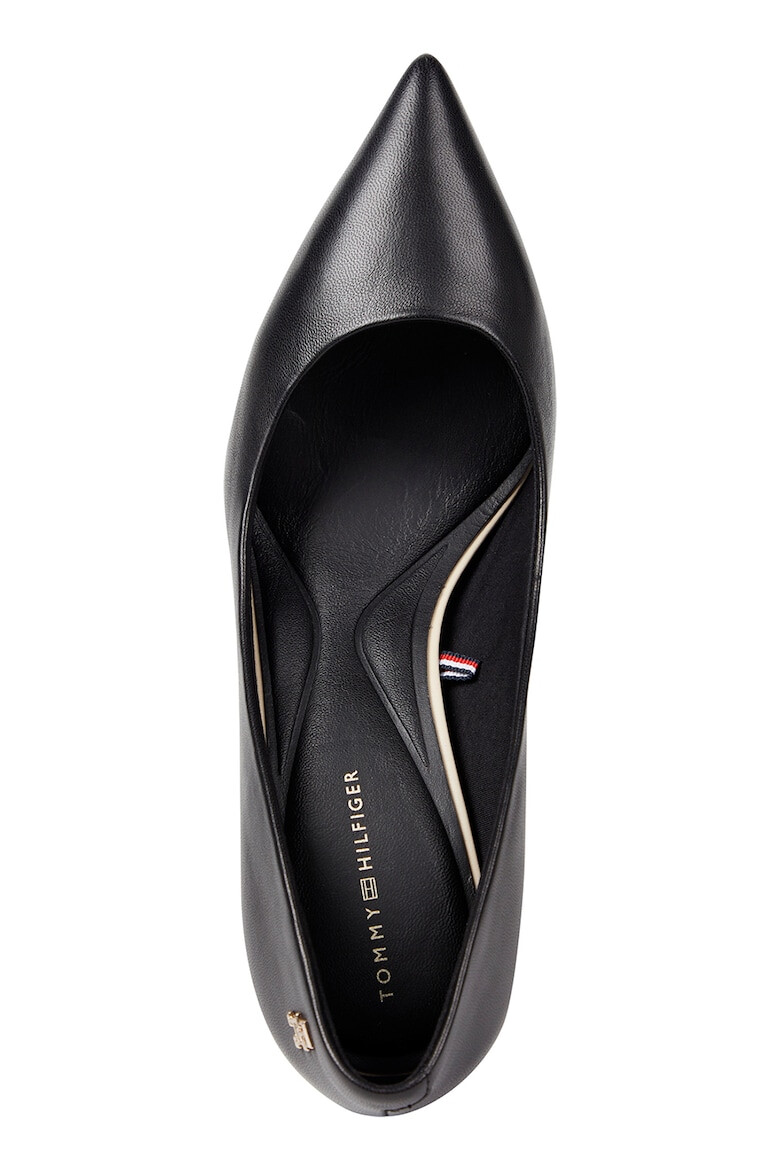 Tommy Hilfiger Кожени пантофки с лого - Черен - Pepit.bg