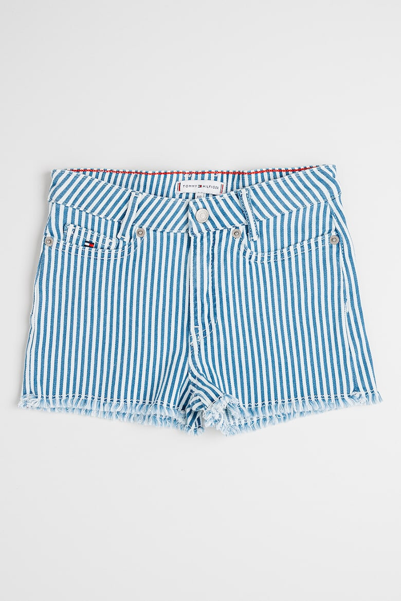 Tommy Hilfiger Къси дънки на райе - Бял/Тъмносин - Pepit.bg
