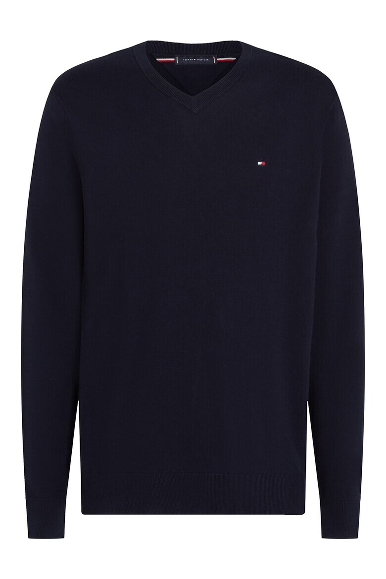 Tommy Hilfiger Памучен пуловер с шпиц - Pepit.bg