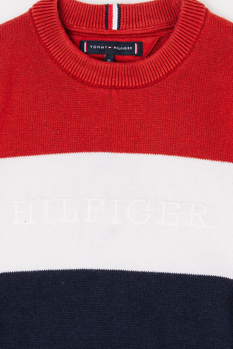 Tommy Hilfiger Памучен пуловер с цветен блок - Pepit.bg