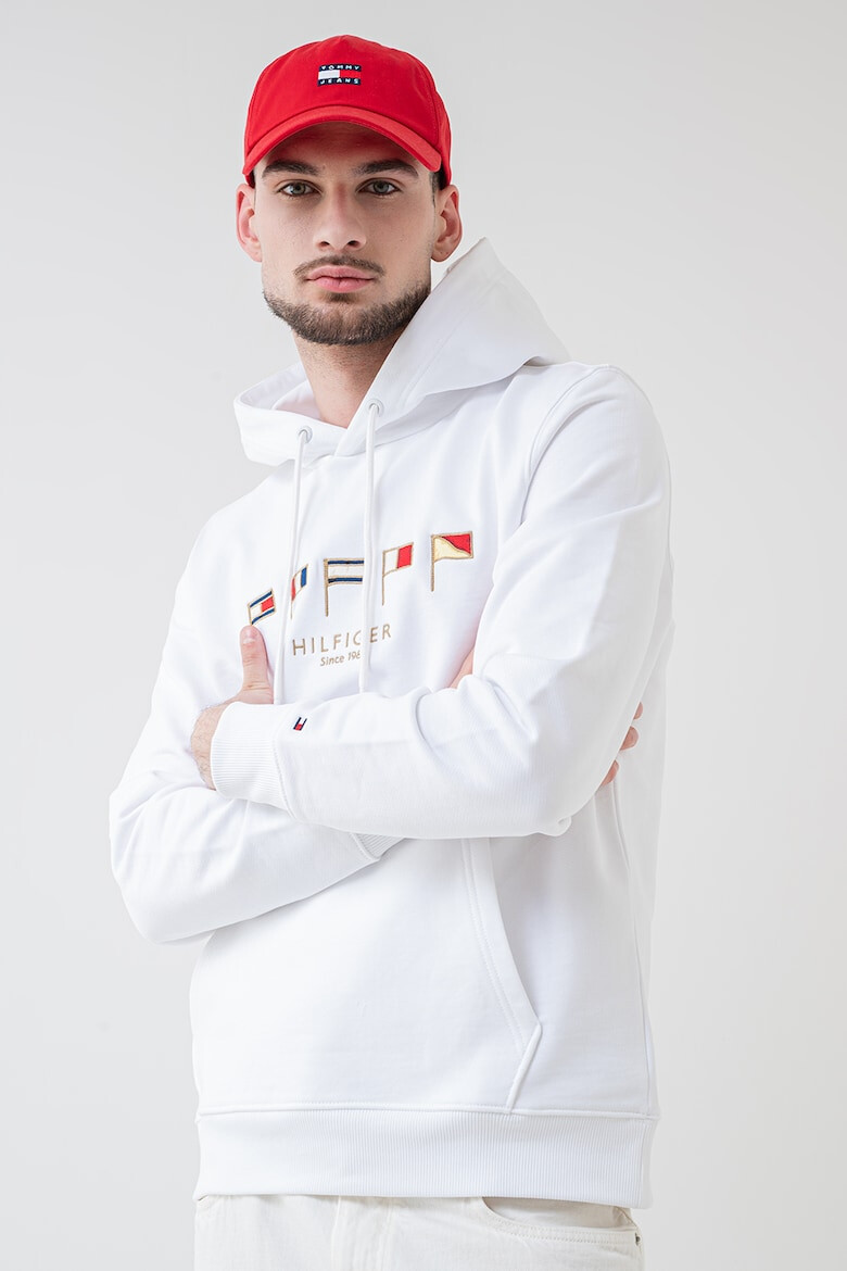 Tommy Hilfiger Памучно худи с лого - Бял - Pepit.bg